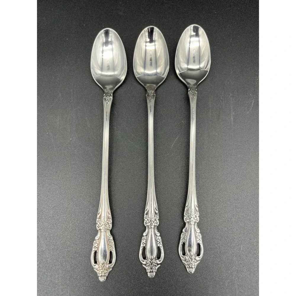 Brahms Stainless Iced Tea Spoons 3 Piece Set Oneida Silver Distinction Plus